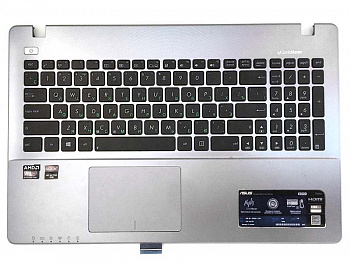 Клавиатура Asus X550D, NSK-US30R, с тачпадом в сборе, рамка серебристая 13N0-PPP0101 (БУ)